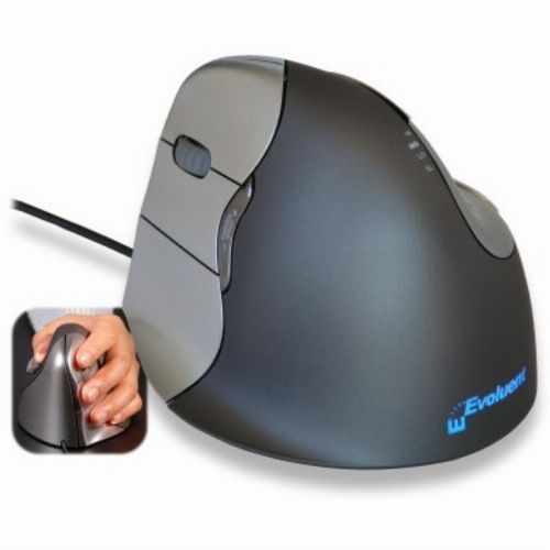 Vertikalna miška Evoluent Vertical Mouse 4 LH, 2.600 dpi, črna/siva