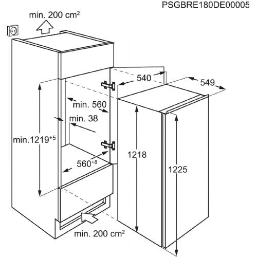 Vgradni hladilnik z zamrzovalnikom Electrolux LFB3AE12S, 122,5 cm, prostornina 174 + 14 L energijski razred E, bele barve