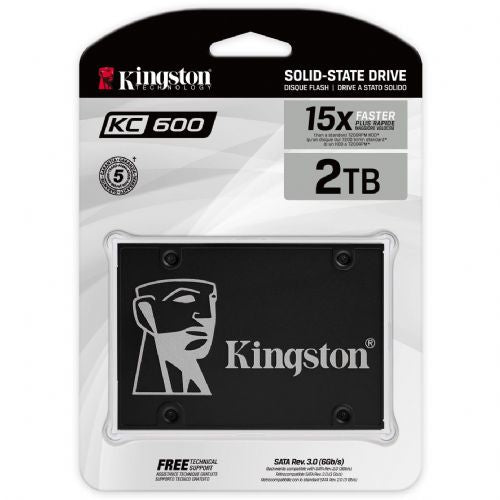 Vgradni SSD Kingston KC600 2048 GB, SATA 6 Gb/s, 2,5", branje 550 Mb/s, pisanje 520 Mb/s, črna