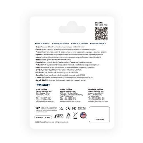 Vgradni SSD Patriot P400 V4 1 TB (PCIe 4.0 x4, NVMe 2.0, M.2 2280)