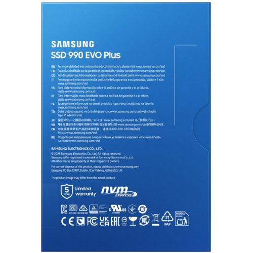 Vgradni SSD Samsung 990 EVO Plus 4 TB (PCIe 4.0 x4 / 5.0 x2, NVMe 2, M.2 2280, 7.250 Mb/s branje, 6.300 Mb/s pisanje)