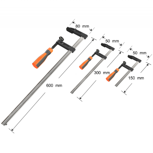 VonHaus 3500187 Carpenter's clamps, F-clamps, 13-piece set