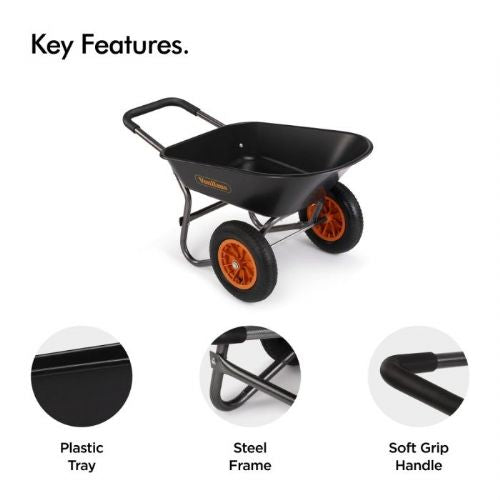 VonHaus Two-Wheel Wheelbarrow 78L