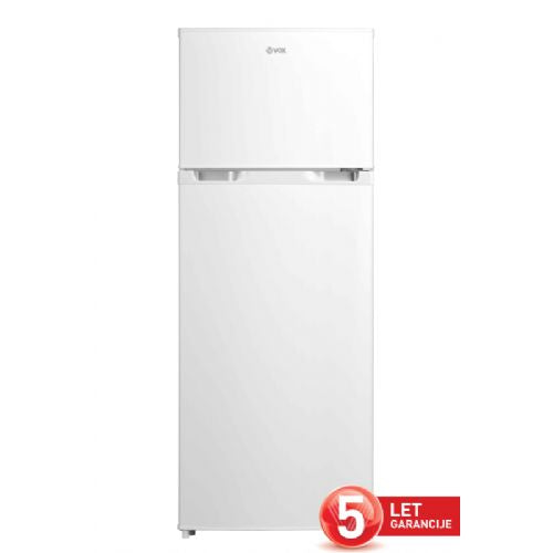 Kombinirani hladilnik VOX KG2730E, 204 L, 143 cm, zamrzovalnik zgoraj, energijski razred E, bele barve