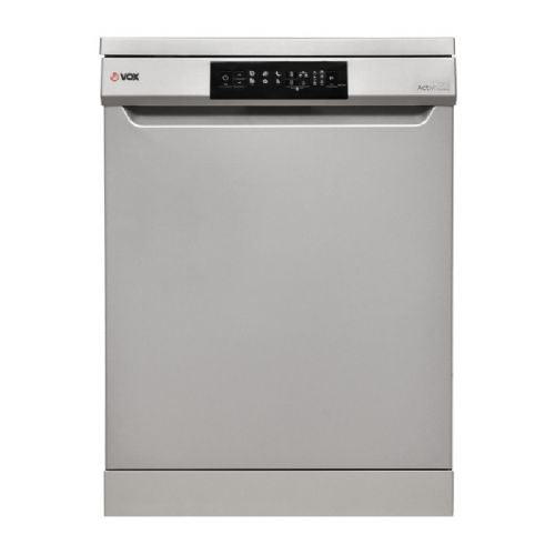 Prostostoječi pomivalni stroj VOX LC 12A15B IX E, razred E, 12 pogrinjkov, 6 programov, zaslon, srebrne barve