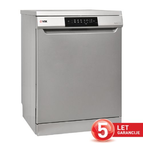 Prostostoječi pomivalni stroj VOX LC 12A15B IX E, razred E, 12 pogrinjkov, 6 programov, zaslon, srebrne barve