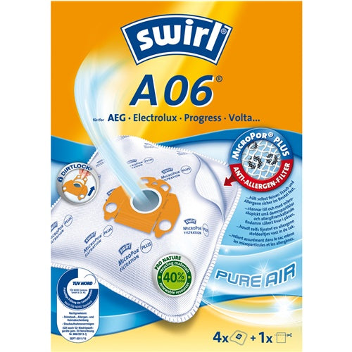 Vacuum cleaner bag Melitta A 06 EcoPor 4 pieces, dry filter, hygienic seal, for AEG/Electrolux and others, with exhaust filter