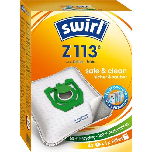 Vacuum cleaner bags Swirl Z113 EcoPor, 4 pieces, white