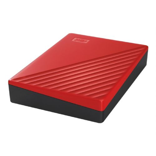 WD My Passport 4TB – prenosni zunanji trdi disk (HDD), USB 3.0, združljiv z USB 2.0, rdeč, maloprodajna embalaža