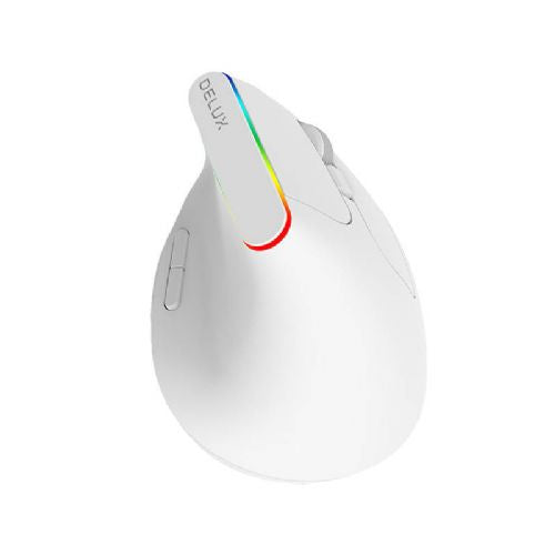 Brezžična navpična miška Delux M618C 2.4G 1600DPI RGB (bela)