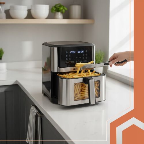 Air fryer Ruhhy XXL 8L 1800W LCD touch, 10 programs, PTFE coating, BPA free