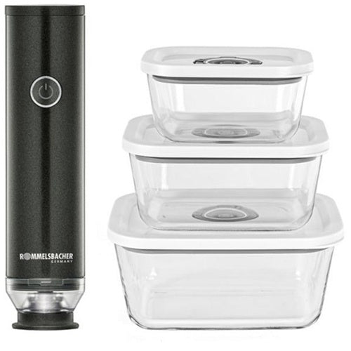 Rommelsbacher VAC 253/S handheld vacuum starter set (anthracite, battery-operated, with 3 glass jars)