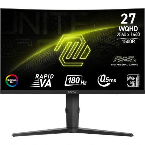 Monitor MSI MAG 275CQRF QD E2 / 27" / WQHD / Rapid VA / 180Hz / 0.5ms (GtG) / ukrivljen / črn - nastavljiv po višini - PD 15W 68,5 cm / 2560x1440