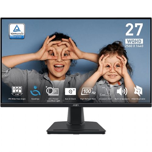 Zaslon MSI PRO MP275Q 68,5 cm (27,0"), 2560 X 1440 WQHD, IPS, 300 cd/m2, 100Hz, 1ms MPRT črn