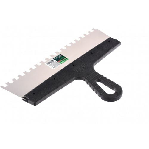 Toothed stainless steel trowel for laying ceramics 300mm