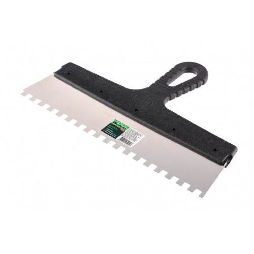 Toothed stainless steel trowel for laying ceramics 300mm