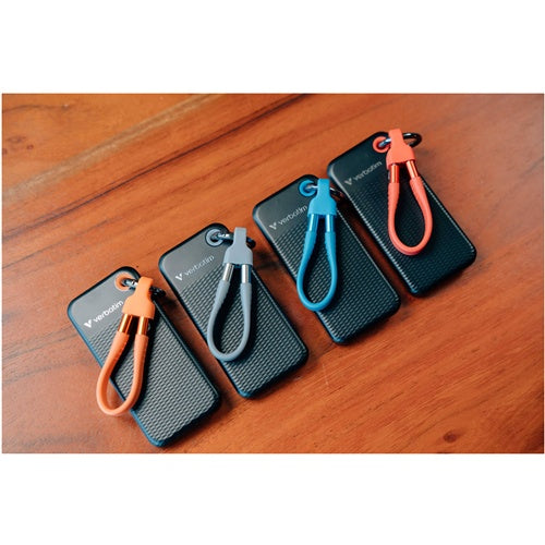 Zunanji SSD Verbatim Pocket SSD 2 TB, Externe SSD USB-C 3.2 Gen 2 (10 Gbit/s), z osebkom za ključe, črna/oranžna