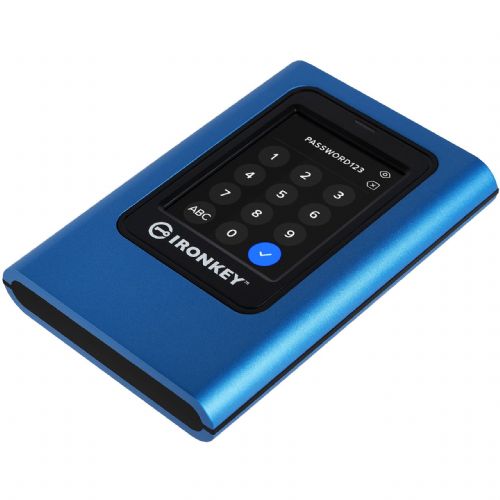 Zunanji SSD disk Kingston IronKey Vault Privacy 80 7,68 TB, USB-C 3.2 Gen 1, 256-bitno šifriranje, zaslon na dotik, priložena torbica