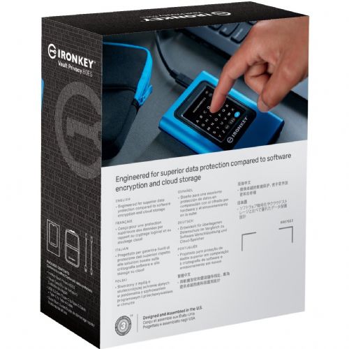 Zunanji SSD disk Kingston IronKey Vault Privacy 80 7,68 TB, USB-C 3.2 Gen 1, 256-bitno šifriranje, zaslon na dotik, priložena torbica