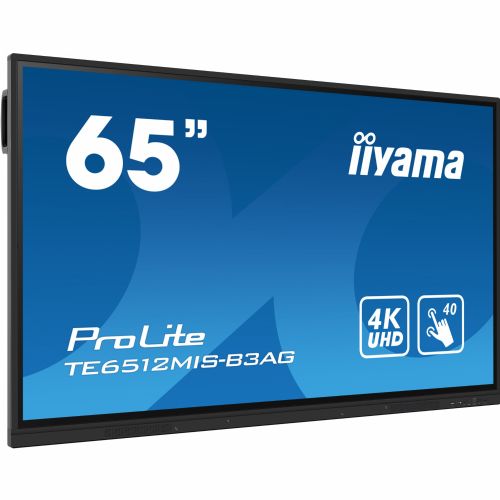 iiyama ProLite TE6512MIS-B3AG 165 cm/65 pollici (3840 x 2160) Touchscreen IPS 4K UHD 16:9 DigitalSignage 8 ms 60 Hz HDMI USB-C VGA LAN Altoparlante Nero