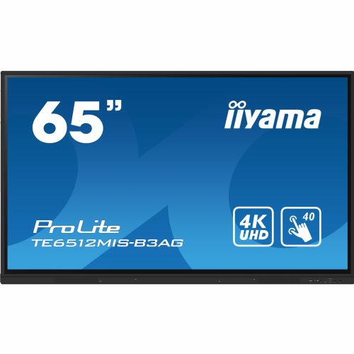 iiyama ProLite TE6512MIS-B3AG 165 cm/65 pollici (3840 x 2160) Touchscreen IPS 4K UHD 16:9 DigitalSignage 8 ms 60 Hz HDMI USB-C VGA LAN Altoparlante Nero