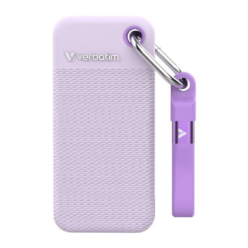 SSD esterno Verbatim da 1 TB M.2 USB-C 3.2 Gen2, 10000 MB/s, colore viola.