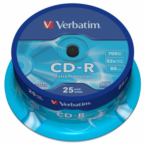 1x25 Verbatim CD-R 80/700MB 52x hitrost dodatna zaščita