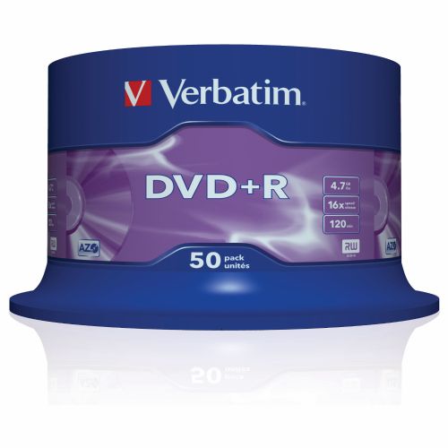 1x50 Verbatim DVD+R 4,7 GB 16x hitrost, mat srebrn