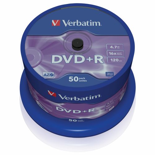 1x50 Verbatim DVD+R 4,7 GB 16x hitrost, mat srebrn