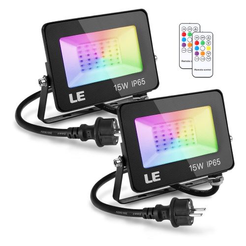 2x Outdoor LED RGB spotlight with remote control 15W IP65