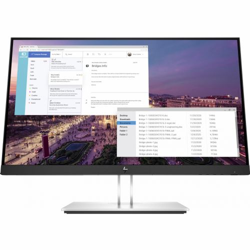 Monitor HP E23 G4 58,4cm (23''), 1920x1080 (FHD), 250cd/m2, IPS, 16:9, 5ms, HDMI, VGA, DisplayPort, USB, VESA, Pivot, Black