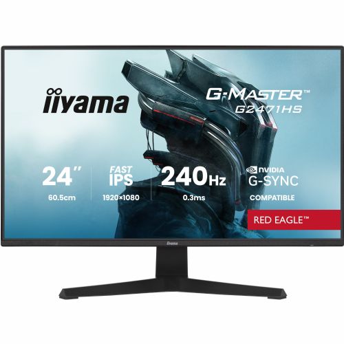 60,5 cm/23,8⁻¹ (1920×1080) iiyama G-Master G2471HS-B1 16:9 FHD Hiter IPS 0,3 ms (MPRT) 240 Hz HDMI 2.0 ×2 DisplayPort 1.2 VESA Črna