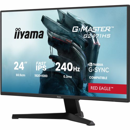 60,5 cm/23,8⁻¹ (1920×1080) iiyama G-Master G2471HS-B1 16:9 FHD Hiter IPS 0,3 ms (MPRT) 240 Hz HDMI 2.0 ×2 DisplayPort 1.2 VESA Črna