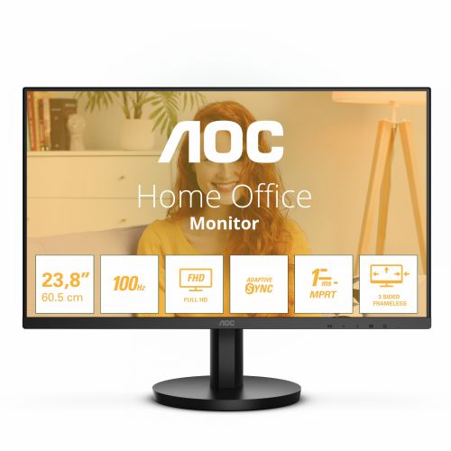 Monitor AOC 24B3HMA2 60,45 cm (23,8"), 1920x1080 (FHD), VA, 250cd/m2, 100 Hz, 1ms, HDMI VGA LS črna