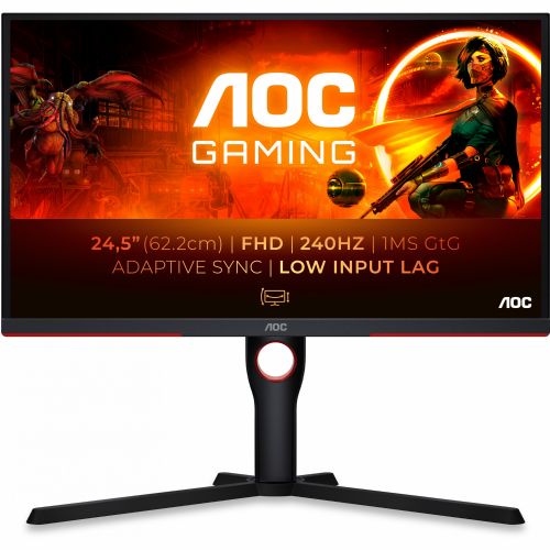 Monitor AOC 25G3ZM 63,5 cm (25"), 1920x1080 FHD, VA, 240Hz 0,5ms HDMI DP črna/rdeča