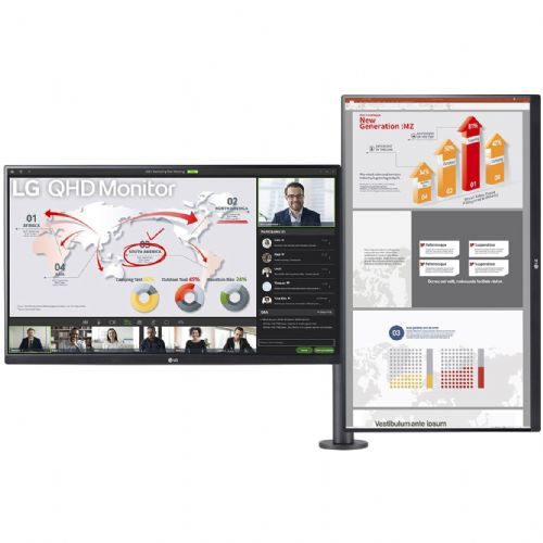 Monitor LG Ergo Dual 27QP88DP-BS 68,58 cm (27"), 2560x1440 (QHD), 350cd/m2, 16:9 5ms IPS HDMI DisplayPort USB-C 90W, VESA Pivot