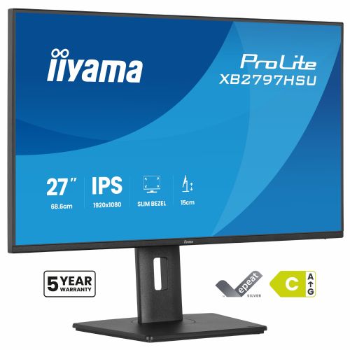 Monitor Iiyama ProLite XB2797HSU-B1 27" IPS, FullHD, 120Hz, 4 ms, HDMI/DisplayPort/USB, nastavljivo stojalo, črn