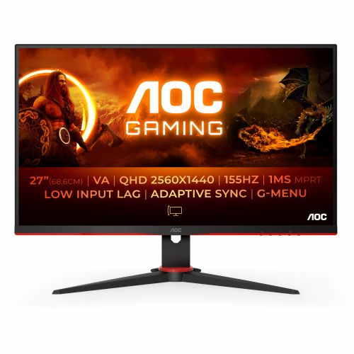 Monitor AOC Gaming G2 Q27G2E/BK  68,58 cm (27"), 2560x1440 (QHD), 250cd/m2, VA, 155Hz, 1ms, 2xHDMI DP črna/rdeča