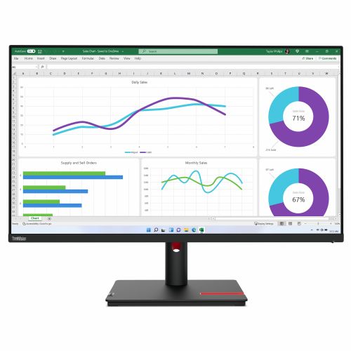 Monitor Lenovo ThinkVision T32h-30, 80,1 cm (31,5), 2560 x 1440 (WQHD), IPS, 350 cd/m2, 16 : 9, 4 ms, 60 Hz, HDMI, DP, USB-C, Pivot, schwarz