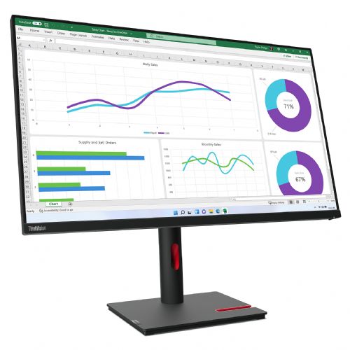Monitor Lenovo ThinkVision T32h-30, 80,1 cm (31,5), 2560 x 1440 (WQHD), IPS, 350 cd/m2, 16 : 9, 4 ms, 60 Hz, HDMI, DP, USB-C, Pivot, schwarz