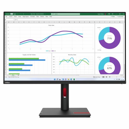 Monitor Lenovo ThinkVision T32h-30, 80,1 cm (31,5), 2560 x 1440 (WQHD), IPS, 350 cd/m2, 16 : 9, 4 ms, 60 Hz, HDMI, DP, USB-C, Pivot, schwarz