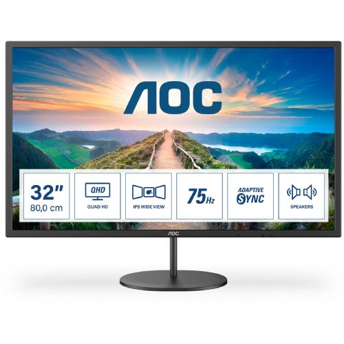 Monitor AOC Q32V4, 81,3 cm (32''), QHD (2560 x 1440), 16 : 9, 4 ms, IPS, HDMI, DisplayPort, VESA, zvočniki, črn kst123724