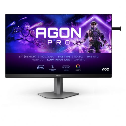 Monitor AOC AG276FK 68,6 cm (27"), 1920 x 1080 (FHD), IPS, 400 cd/m2, 0,3ms, 520Hz, 16:9, 10W, HDMI, DP