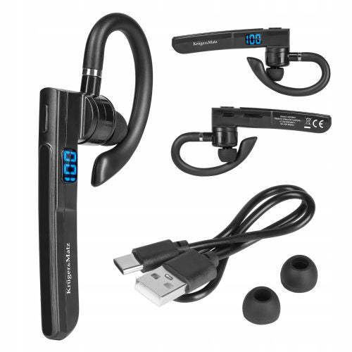 Battery Bluetooth 5.2 wireless car headset LCD K16 black