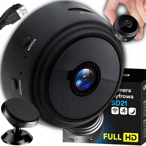 Rechargeable mini WiFi Full HD web spy camera with magnet, 1080p, night vision, 150°, battery 240 mAh 3.7 V