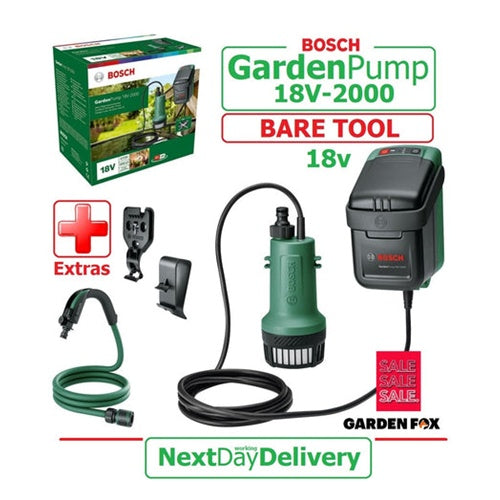 Cordless submersible/pressure pump Bosch GardenPump 18V-2000 Solo, without battery and charger, green/black