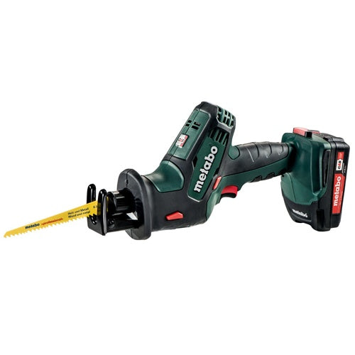 Metabo SSE 18 LTX Compact 18V cordless saw, 2x 2.0Ah Li-Ion batteries, CAS system, LED light, in metaBOX case