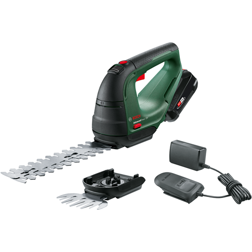 Cordless shrub shears Bosch AdvancedShear 18-10, Li-Ion battery 2.0 Ah, blade length 20 cm, green/black