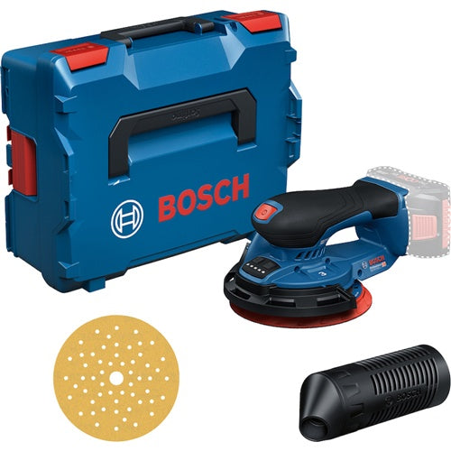 Cordless random orbital sander Bosch GEX 18V-150-3 Professional Solo, without battery and charger, in L-Boxx, blue