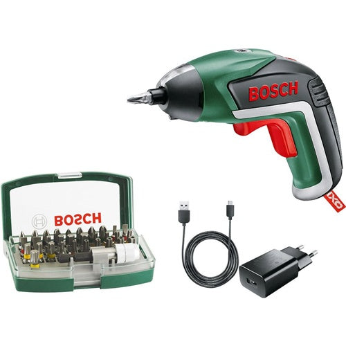 Bosch IXO 5 cordless screwdriver with 32-piece bit set (green/black, 1.5 Ah 3.6 V lithium-ion battery)
